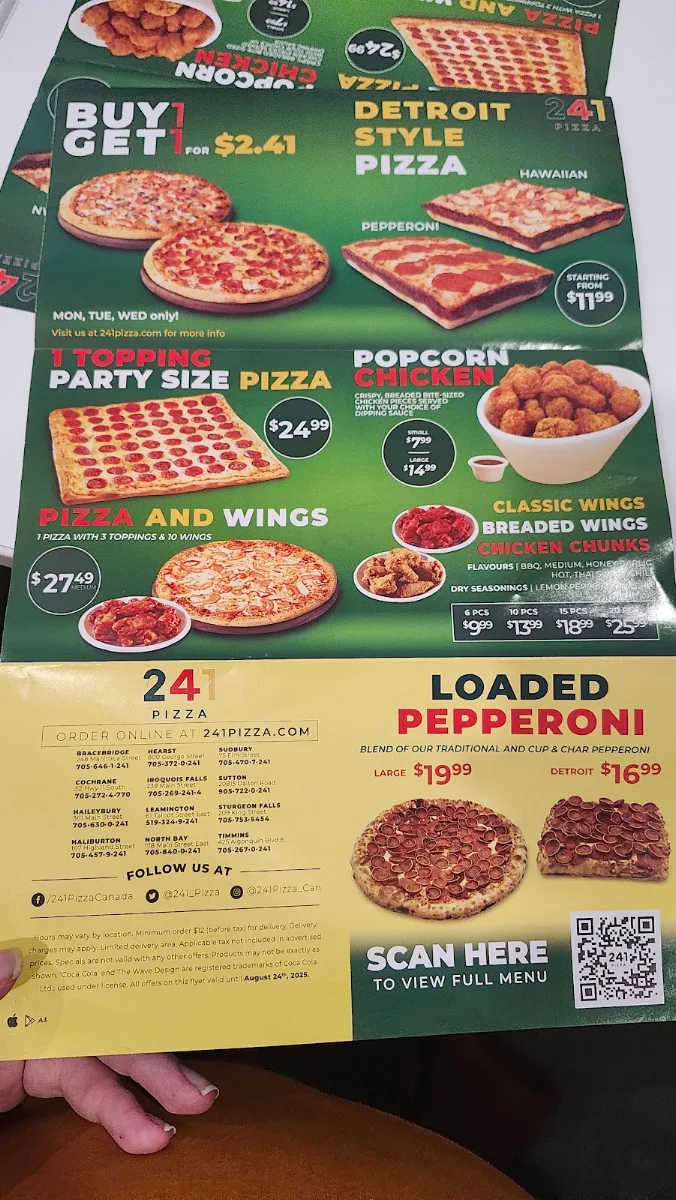 Menu, 241 Pizza