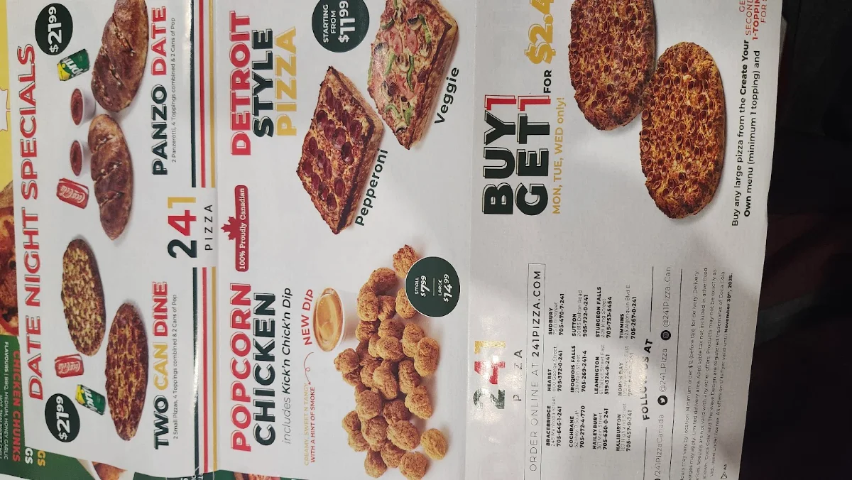 Menu, 241 Pizza