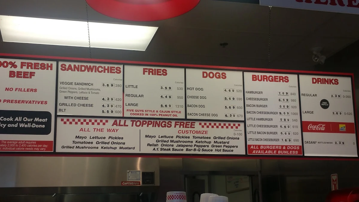Menu, Five Guys