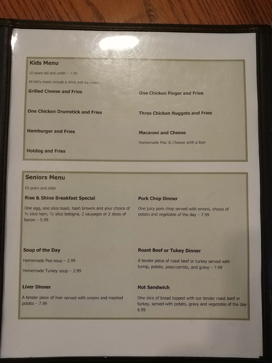 Menu, Country Kitchen