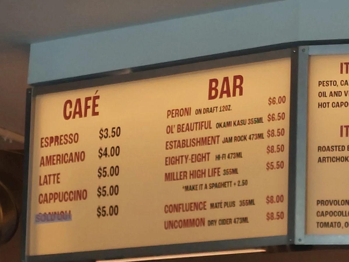 Menu, Scozzafava's Deli
