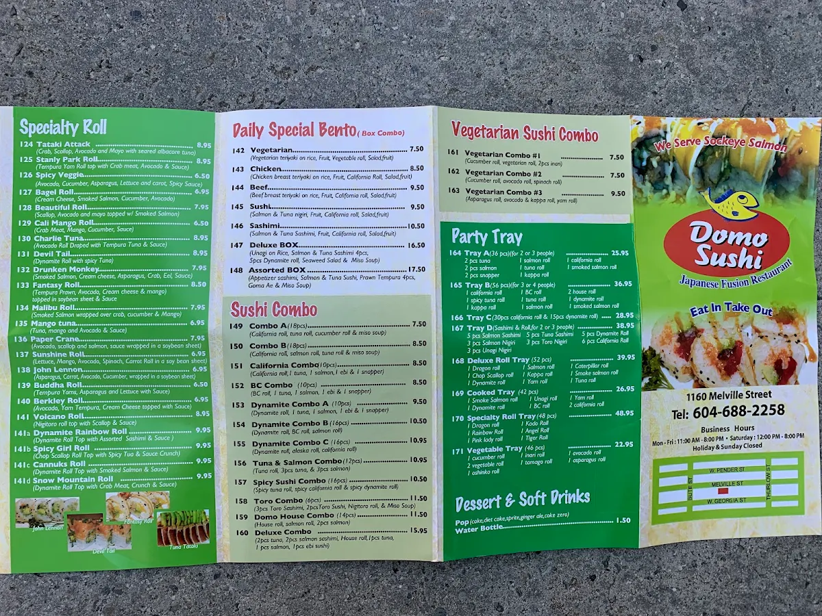 Menu, Domo Sushi(Order from our website&SAVE MORE)