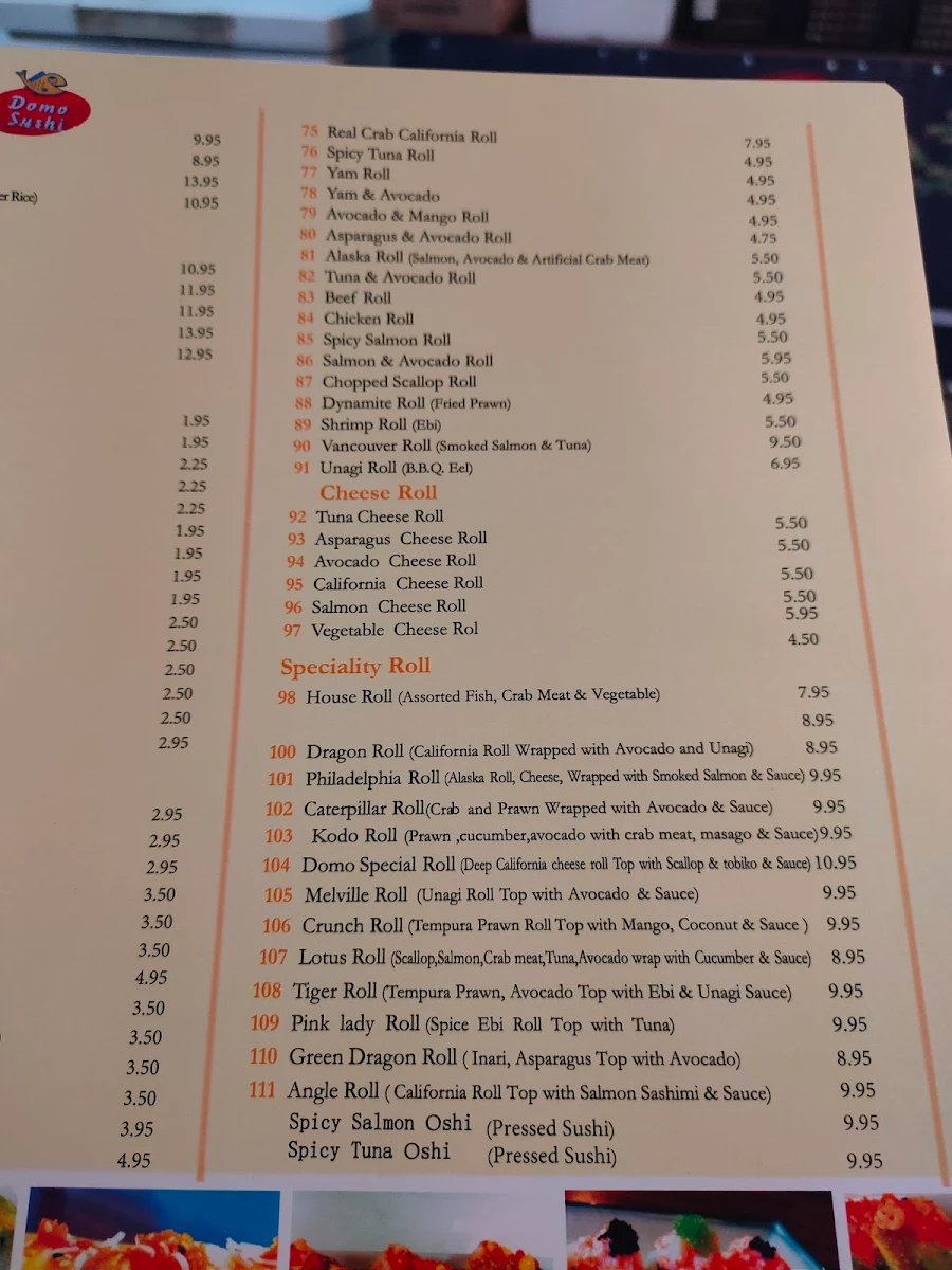 Menu, Domo Sushi(Order from our website&SAVE MORE)