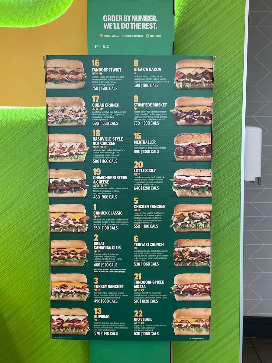 Menu, Subway