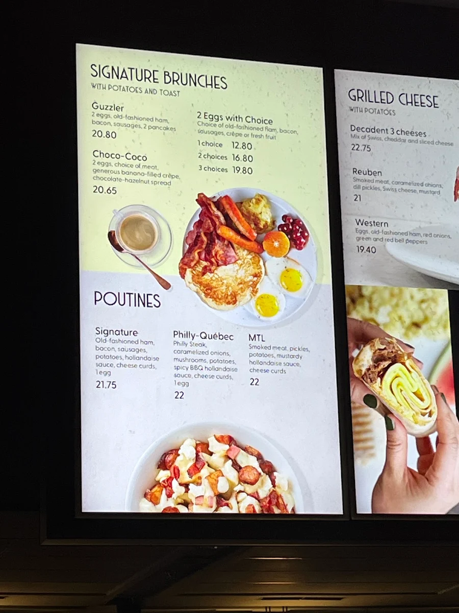 Menu, Allô mon Coco Aéroport de Montréal