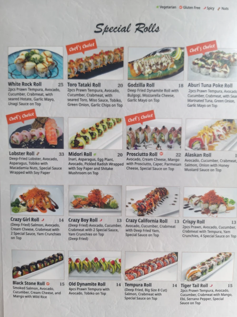 Menu, Arigato Sushi