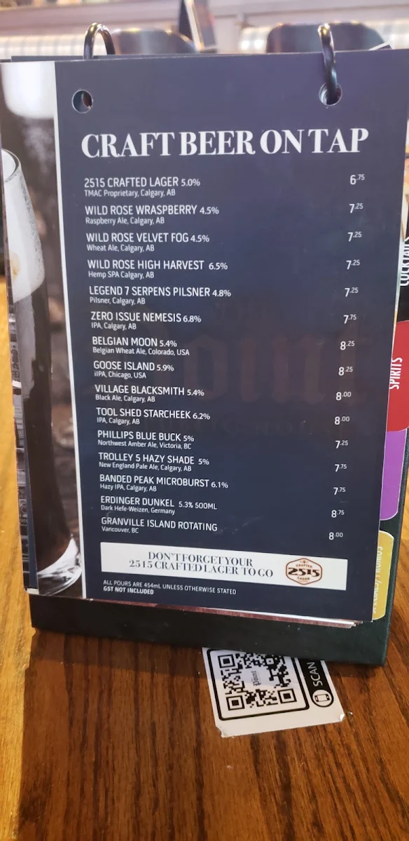 Menu, The Point Public House