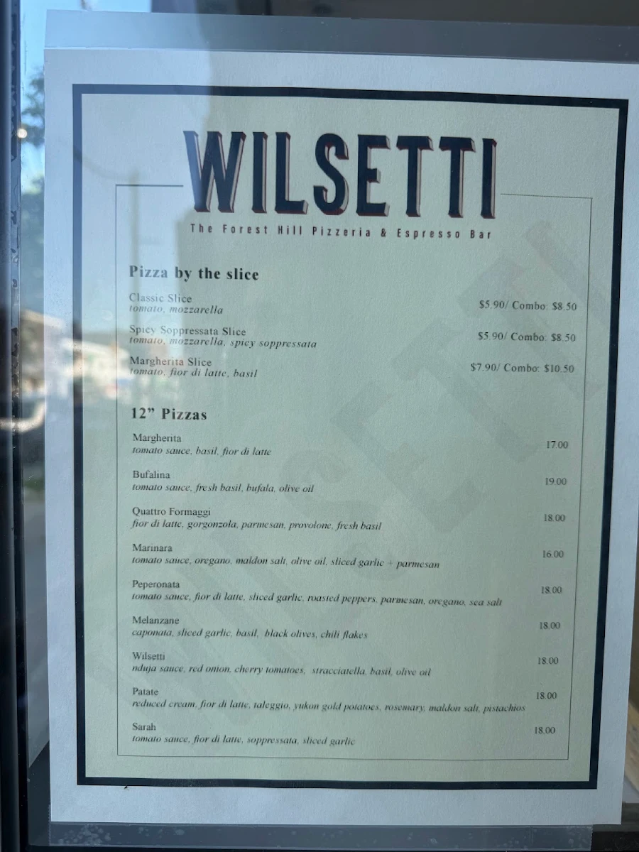 Menu, Wilsetti