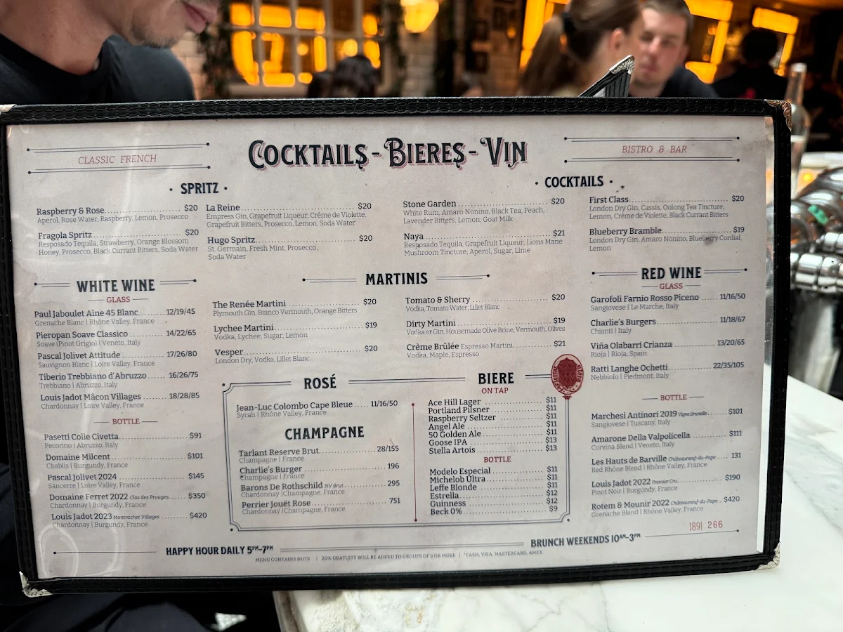 Menu, Cafe Renée