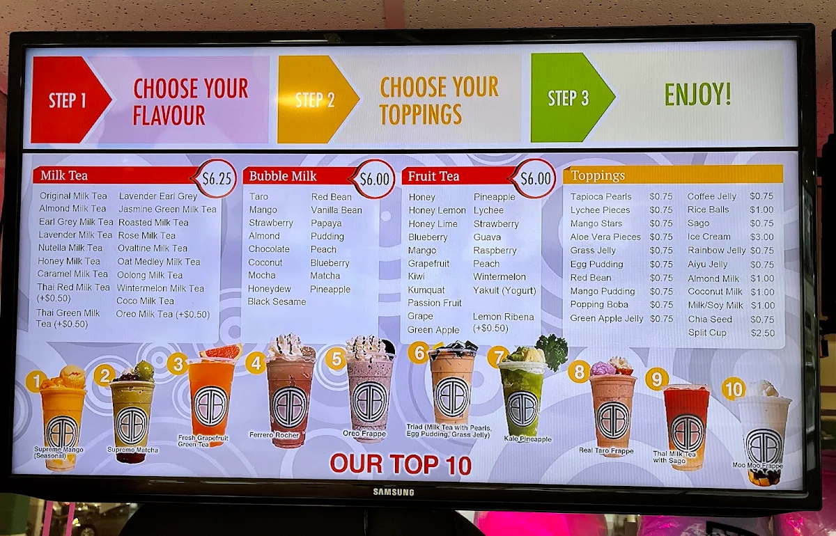 Menu, The Bubble Tea Shop