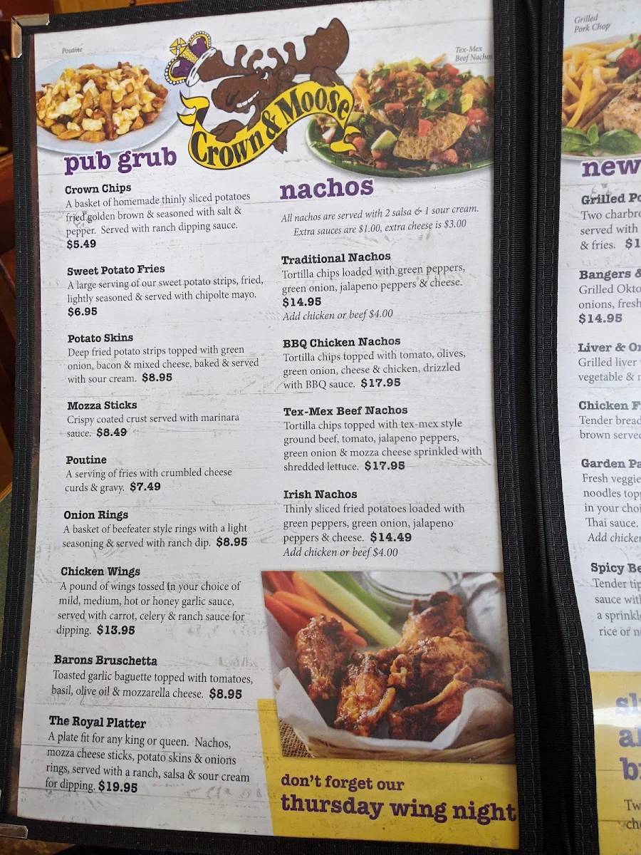 Menu, Crown & Moose