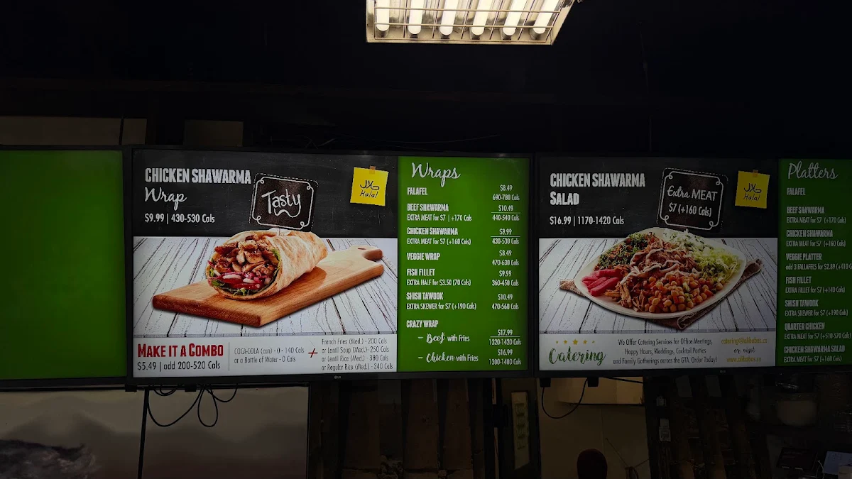 Menu, Ali Baba's Middle Eastern Cuisine - 197 Dundas St W