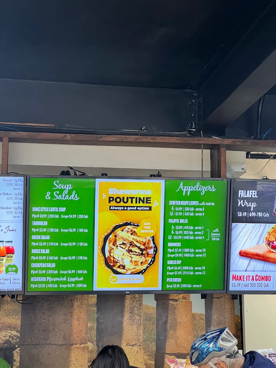 Menu, Ali Baba's Middle Eastern Cuisine - 197 Dundas St W