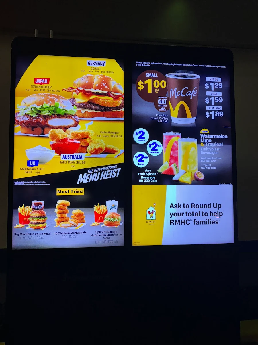 Menu, McDonald's