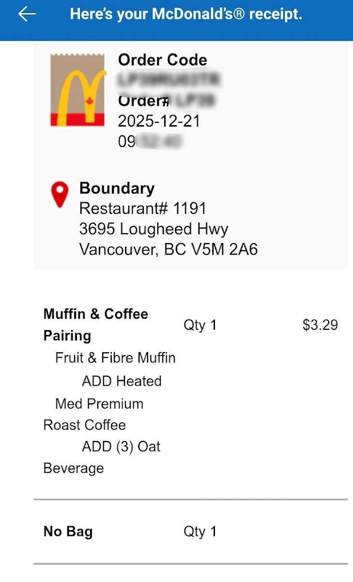 Menu, McDonald's