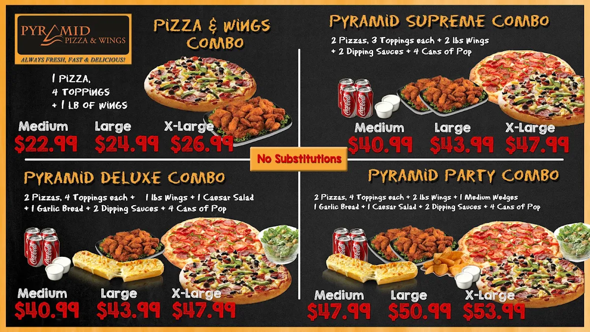 Menu, Pyramid Pizza & Wings