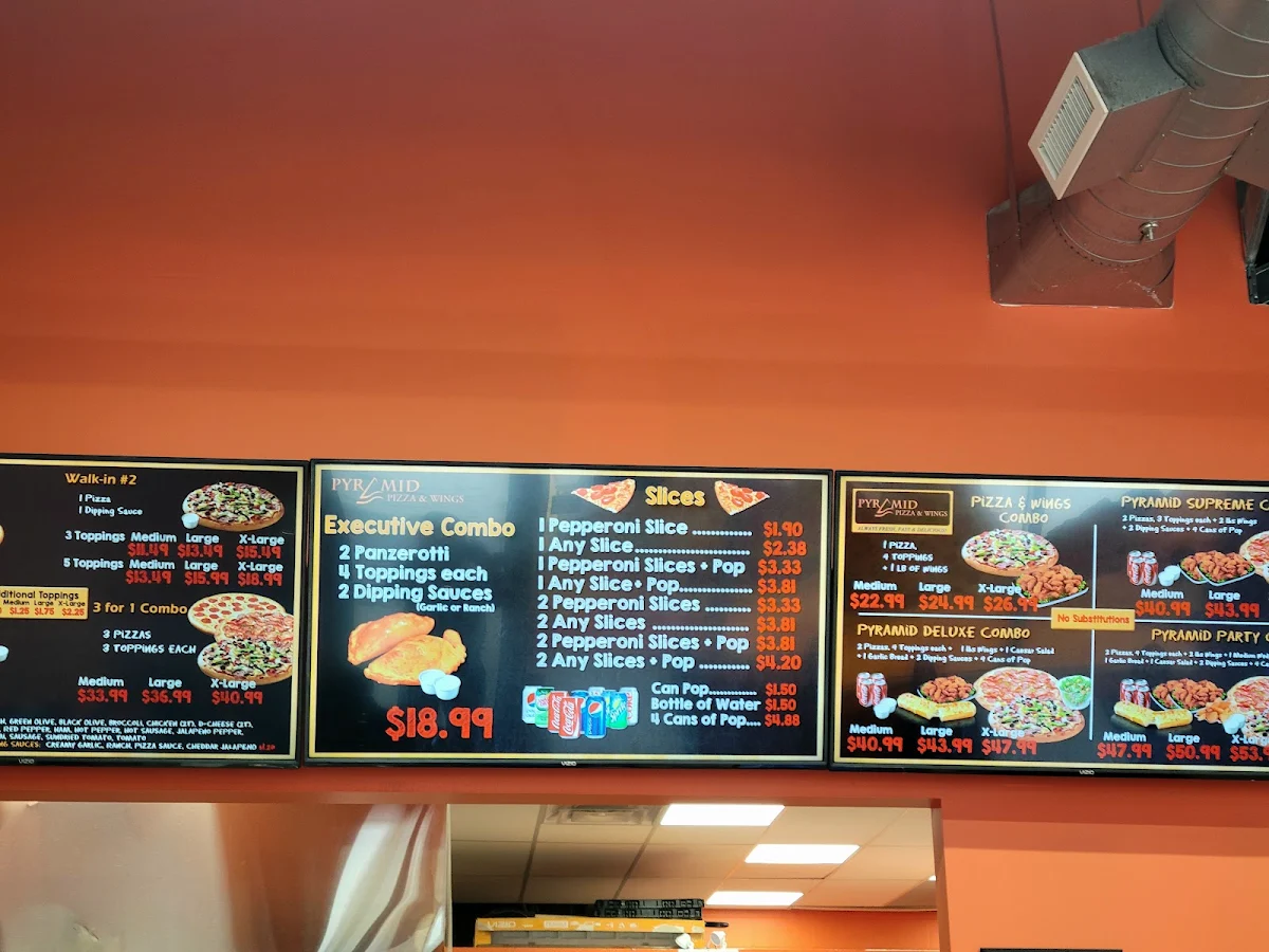 Menu, Pyramid Pizza & Wings