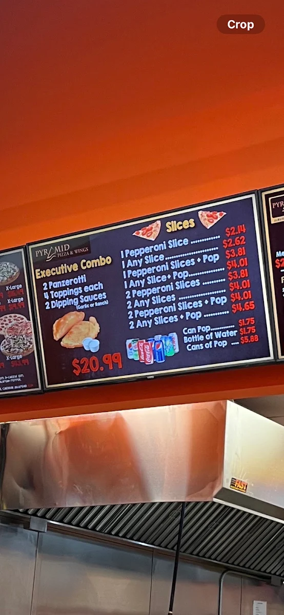 Menu, Pyramid Pizza & Wings