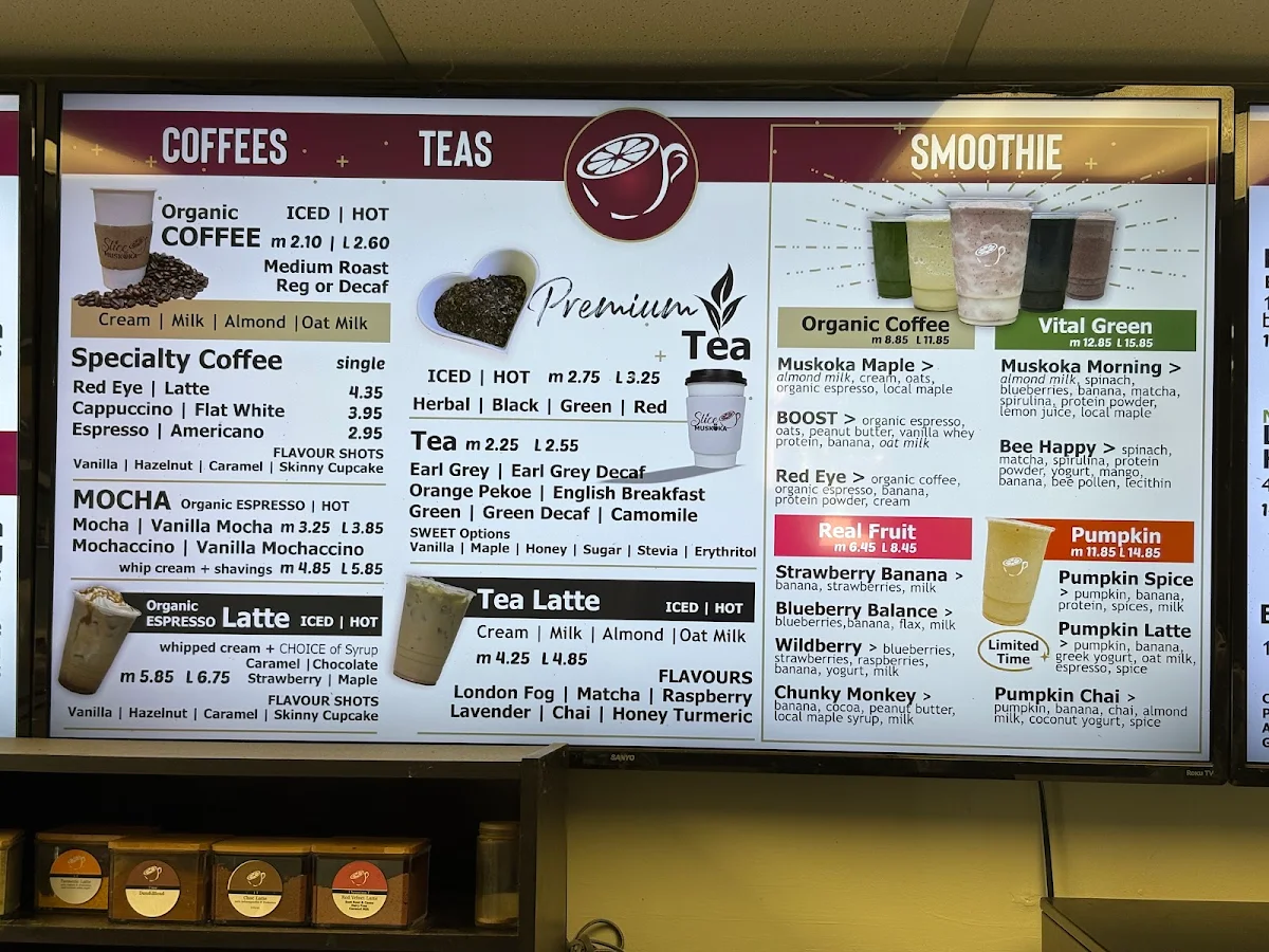 Menu, Slice Of Muskoka