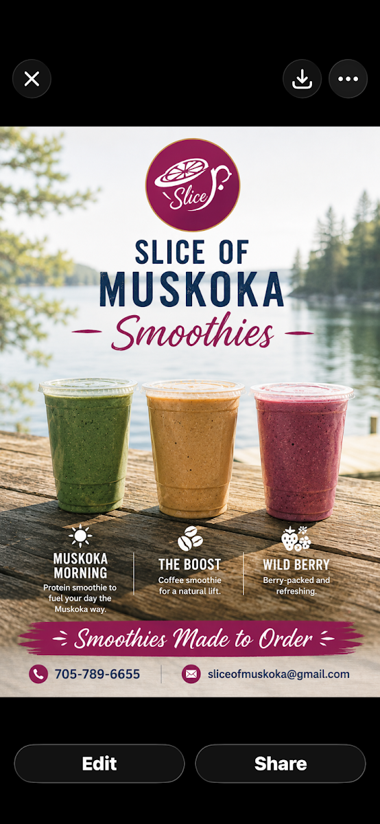 Menu, Slice Of Muskoka