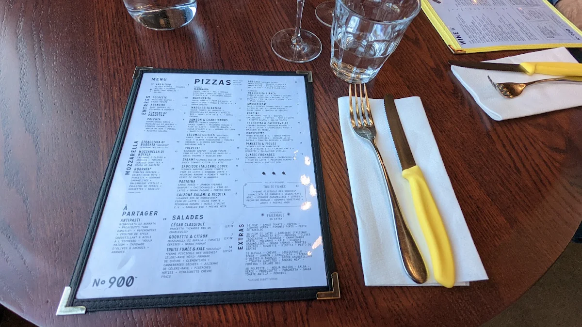Menu, Pizzéria NO.900