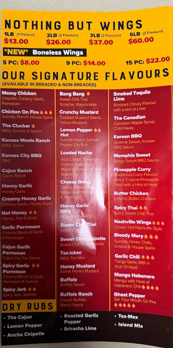 Menu, Chicken N' Dough Express