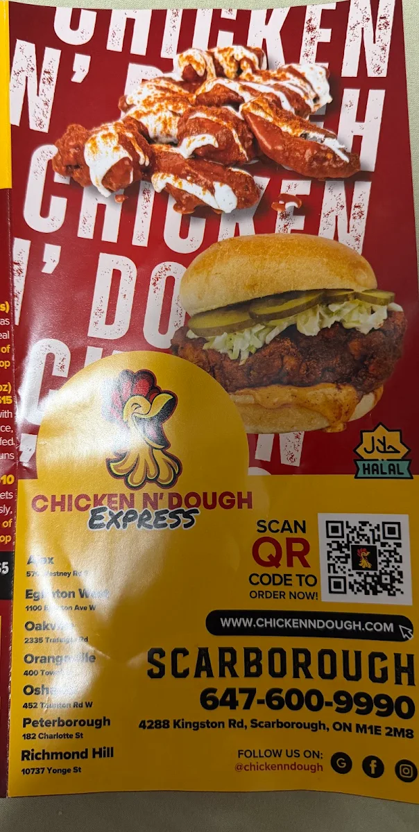 Menu, Chicken N' Dough Express