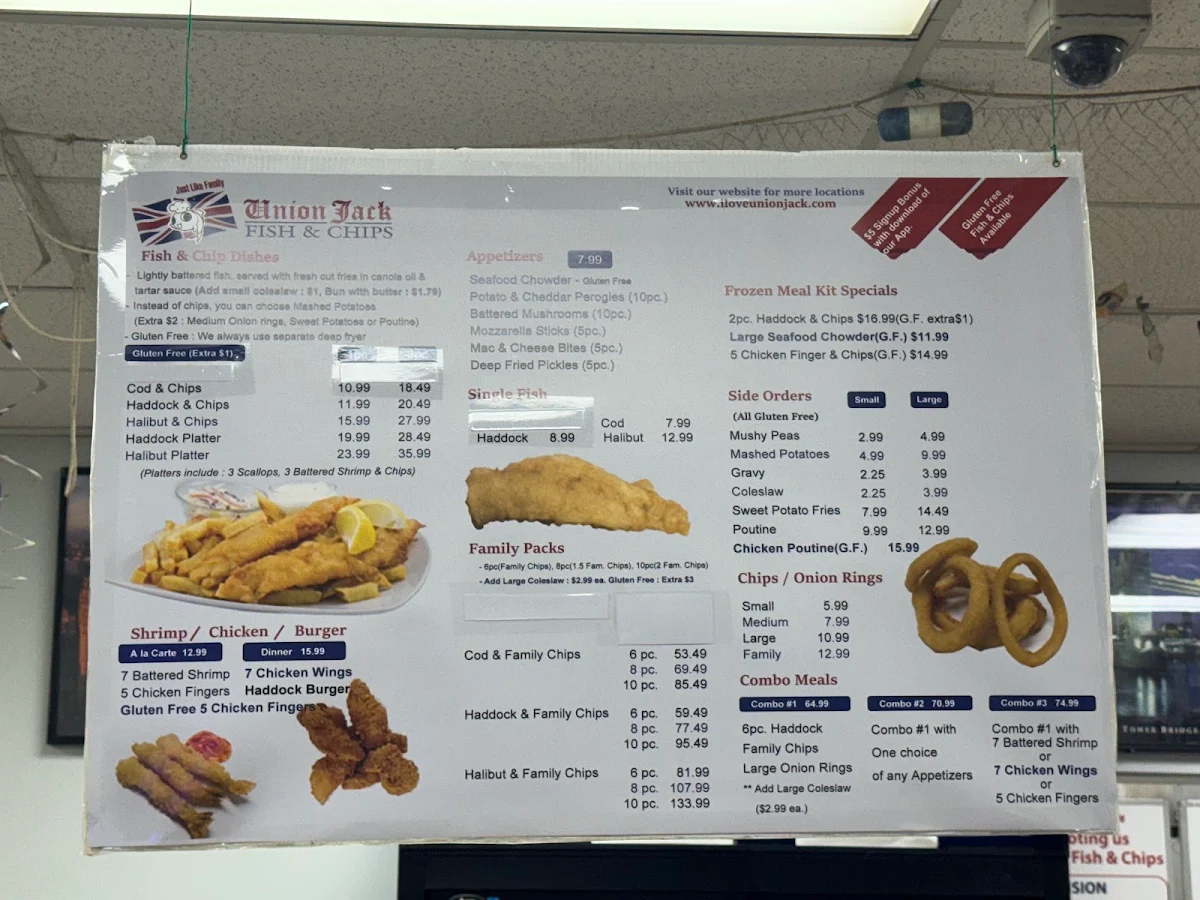 Menu, Union Jack Fish & Chips LTD Carlton Street