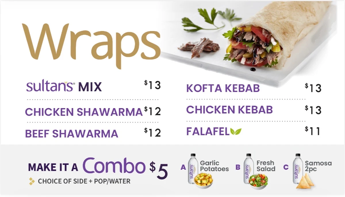 Menu, Sultan’s Mediterranean Grill - 700 University