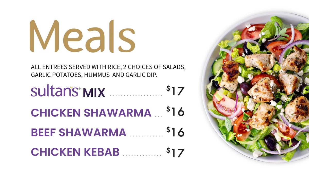 Menu, Sultan’s Mediterranean Grill - 700 University