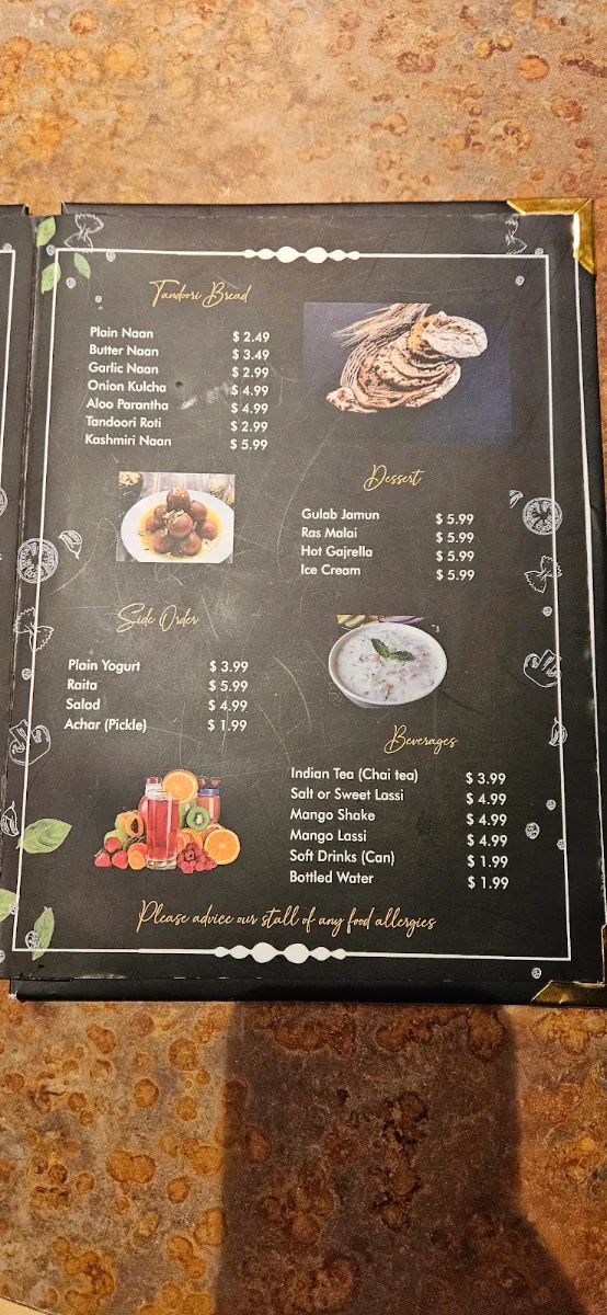 Menu, Lakeview Tandoori Bistro