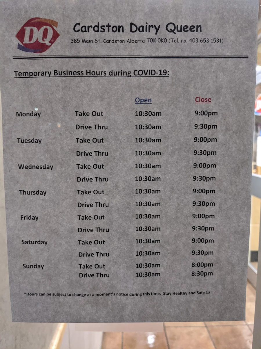 Menu, Dairy Queen Grill & Chill