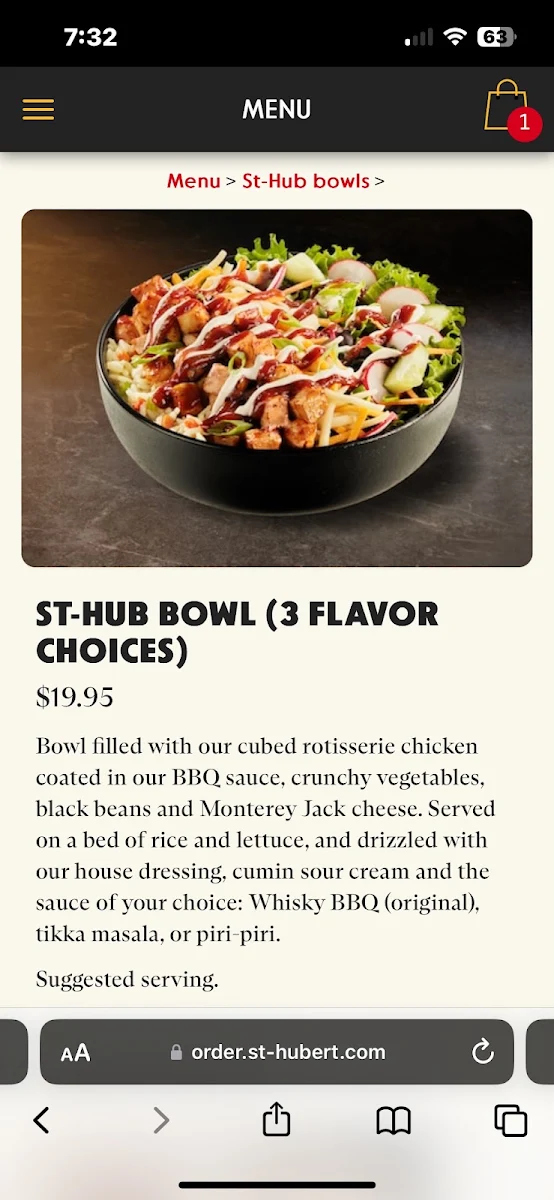Menu, St-Hubert Express