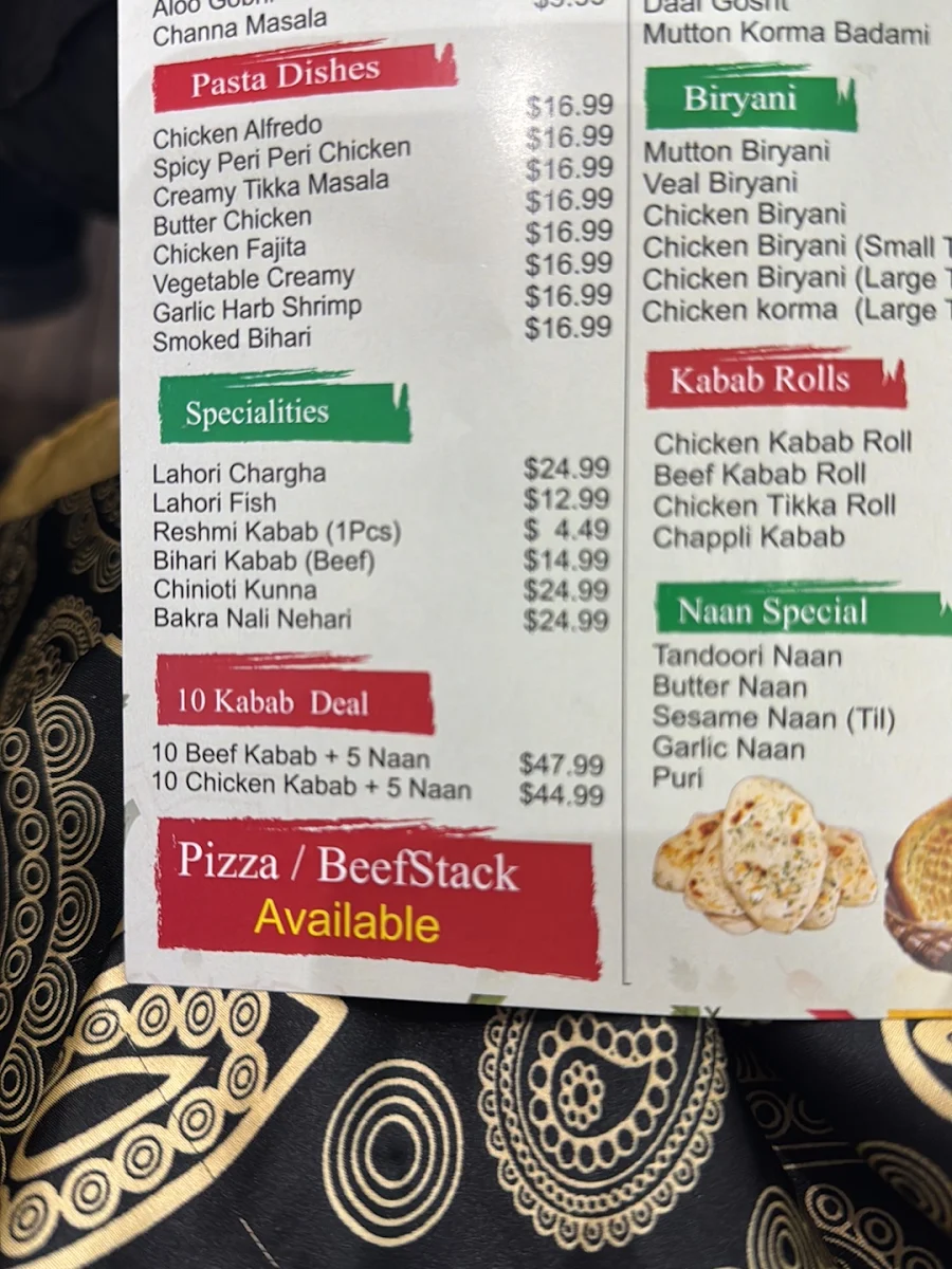 Menu, Mama's Choice Restaurant