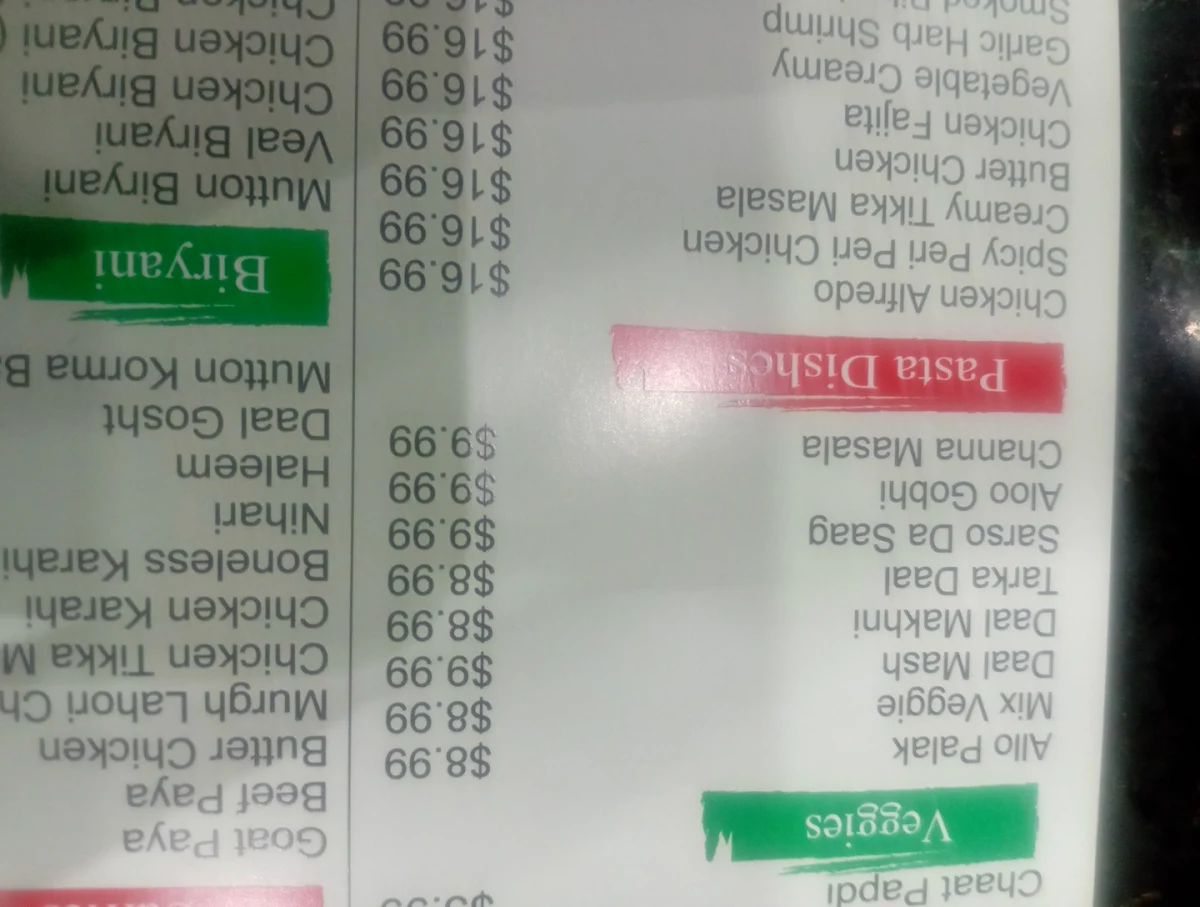 Menu, Mama's Choice Restaurant