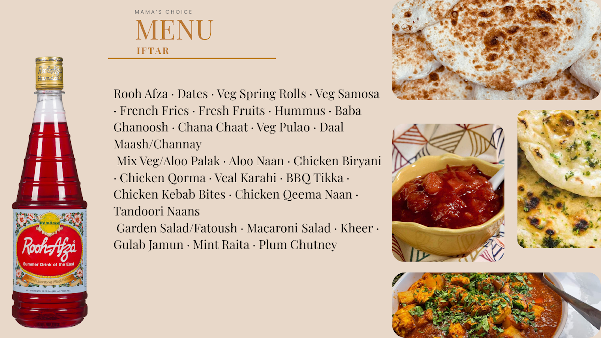 Menu, Mama's Choice Restaurant