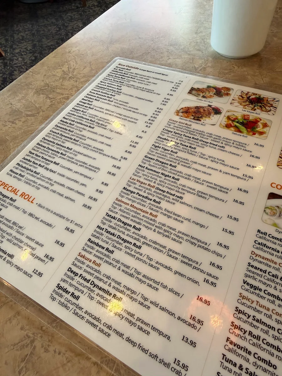 Menu, Tokyo Hon Sushi