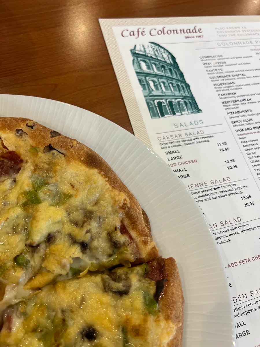Menu, Colonnade Pizza Carling