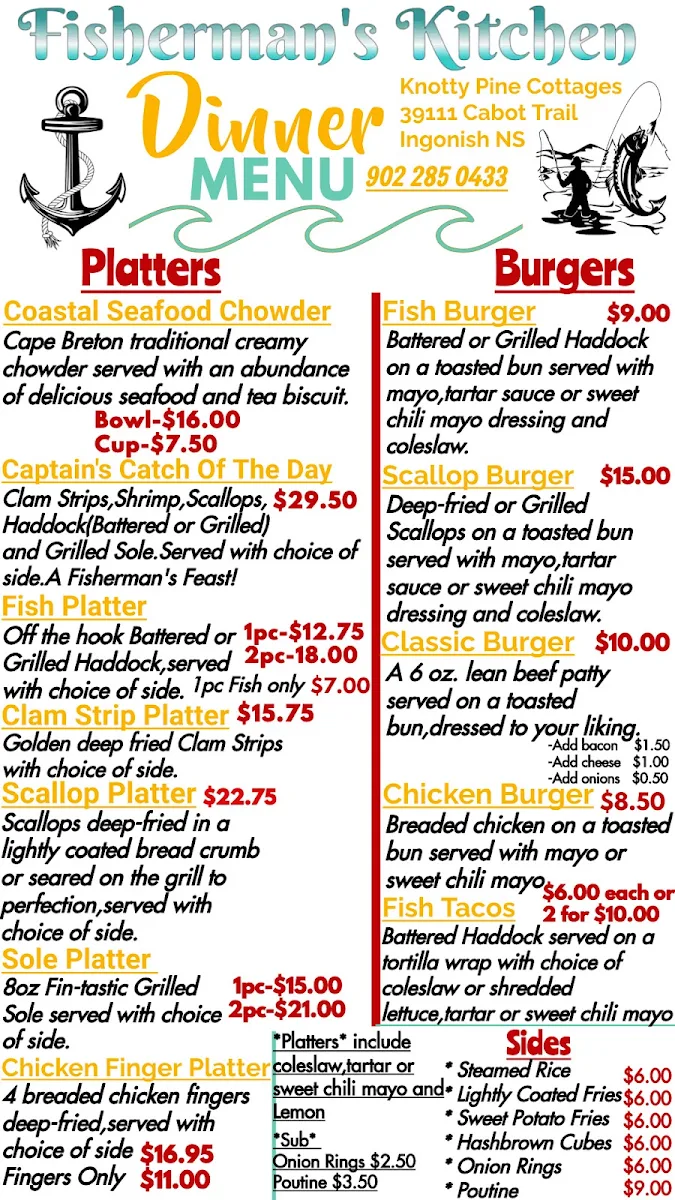Menu, Fisherman’s Kitchen