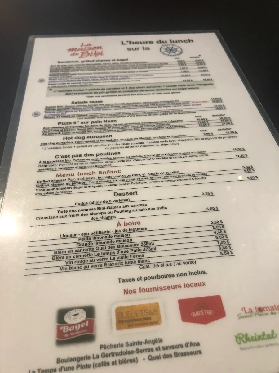 Menu, La Maison de Bibi - restaurant