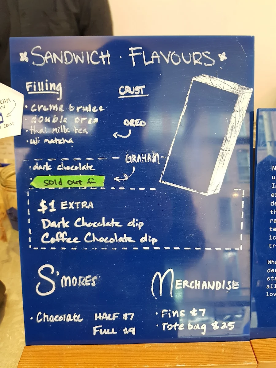 Menu, Mister Artisan Ice Cream
