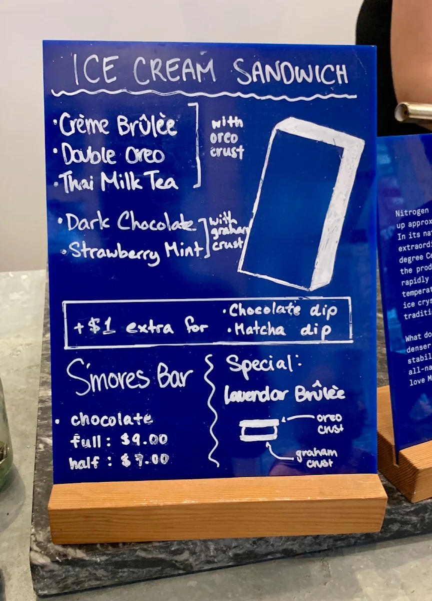 Menu, Mister Artisan Ice Cream