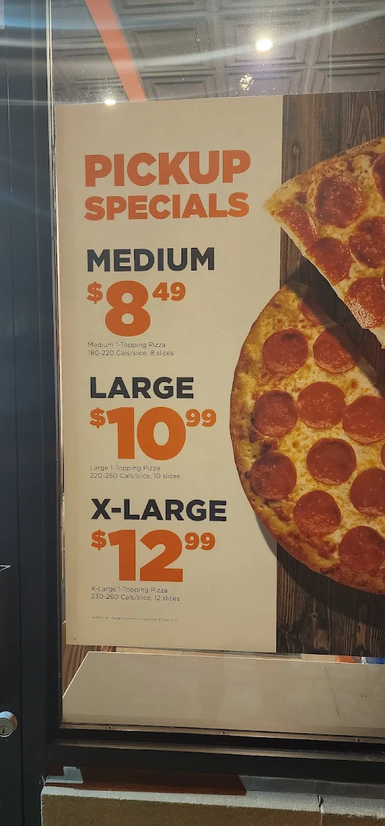 Menu, Pizza Pizza