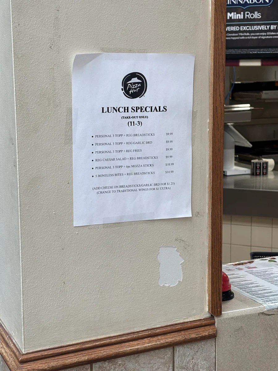 Menu, Pizza Hut