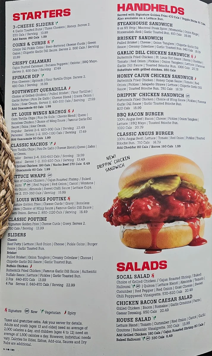 Menu, St. Louis Bar & Grill