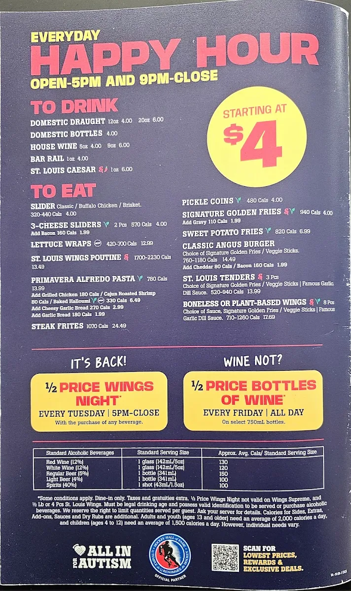 Menu, St. Louis Bar & Grill