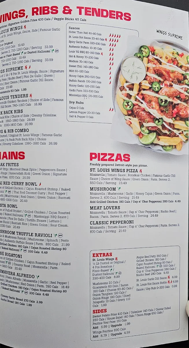 Menu, St. Louis Bar & Grill