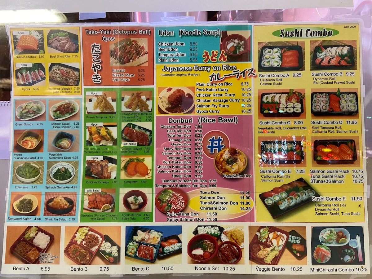 Menu, Fukuroku Sushi Express