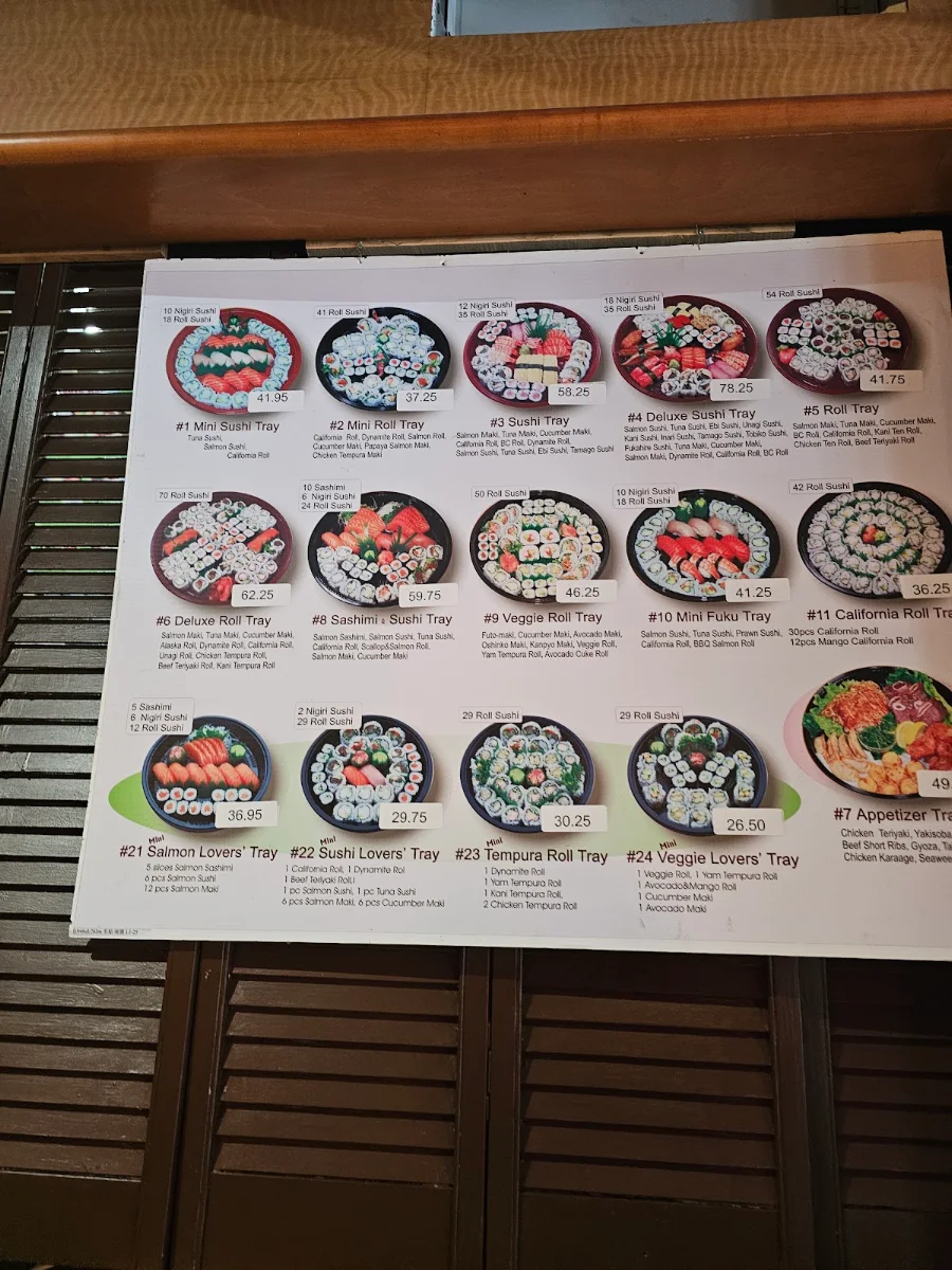 Menu, Fukuroku Sushi Express