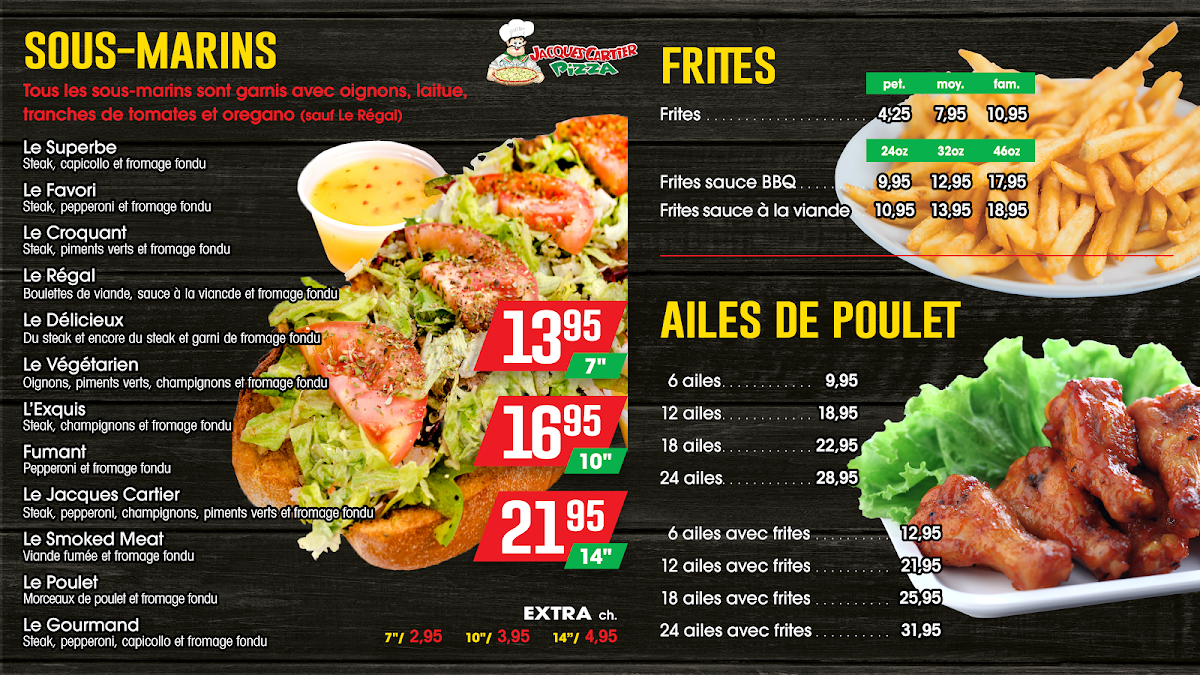 Menu, Jacques Cartier Pizza - St-Hubert